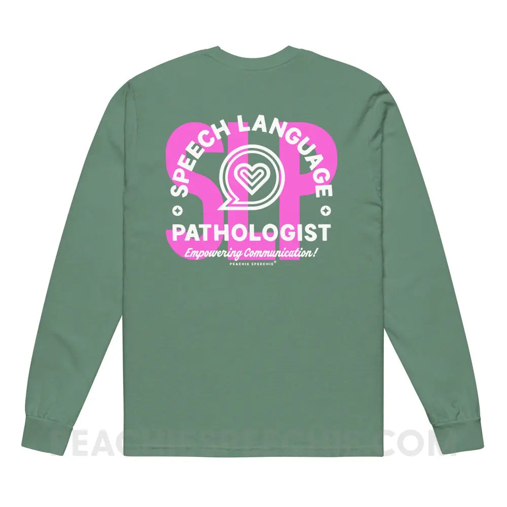 SLP Empowering Communication Comfort Colors Long Sleeve Light Green / S peachiespeechie.com