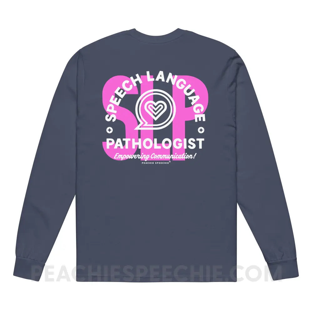 SLP Empowering Communication Comfort Colors Long Sleeve Navy / S peachiespeechie.com