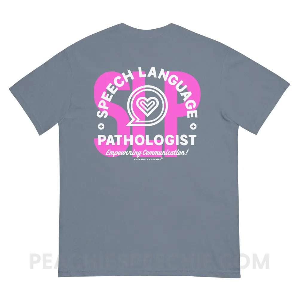 SLP Empowering Communication Comfort Colors Tee Blue Jean / S peachiespeechie.com
