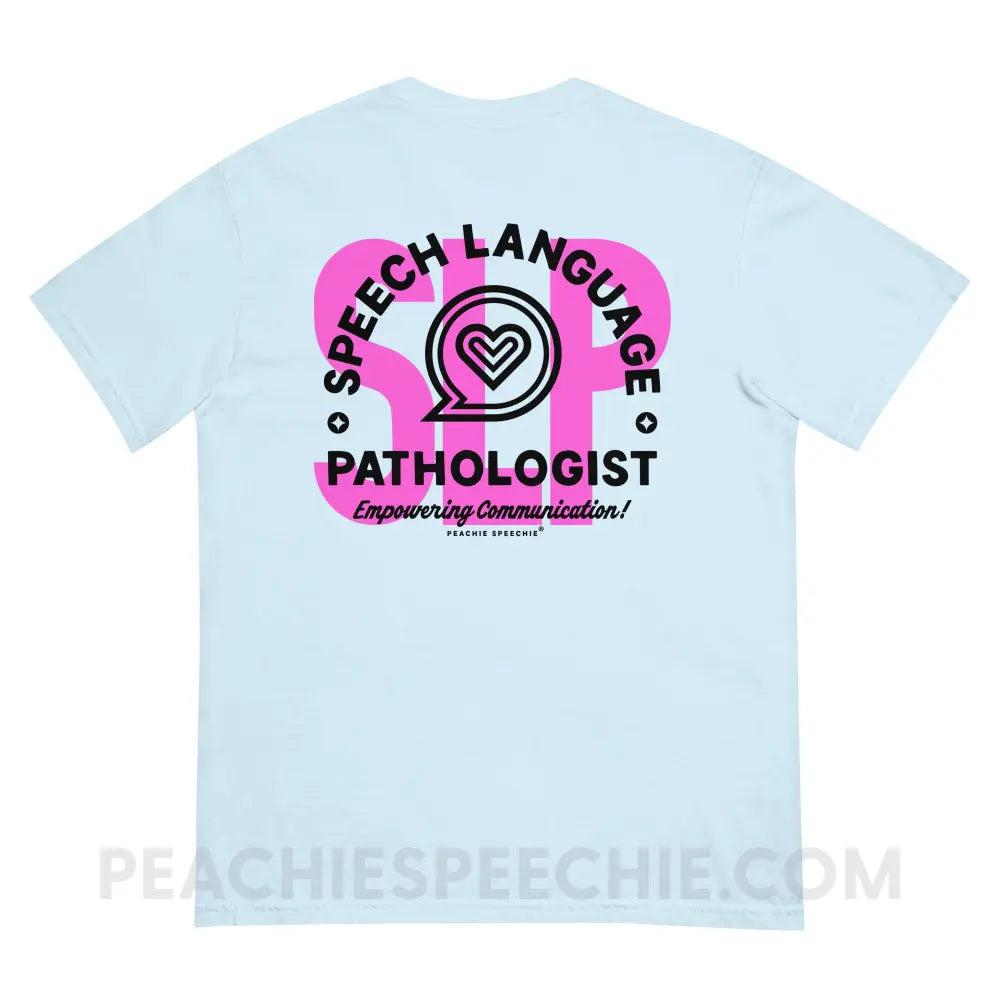 SLP Empowering Communication Comfort Colors Tee Chambray / S peachiespeechie.com