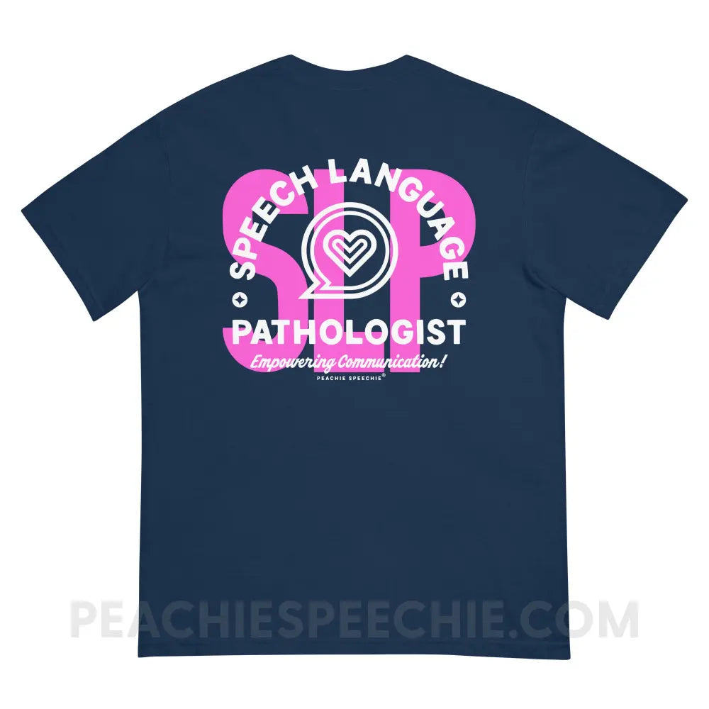 SLP Empowering Communication Comfort Colors Tee Navy / S peachiespeechie.com