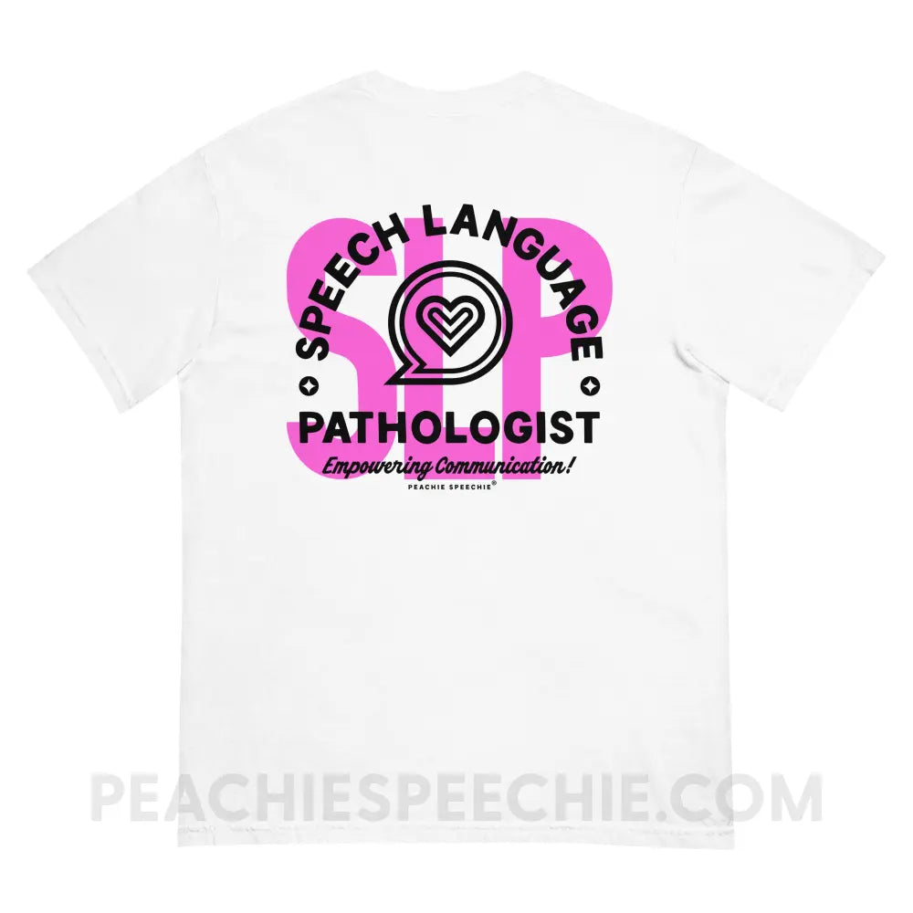 SLP Empowering Communication Comfort Colors Tee White / S peachiespeechie.com