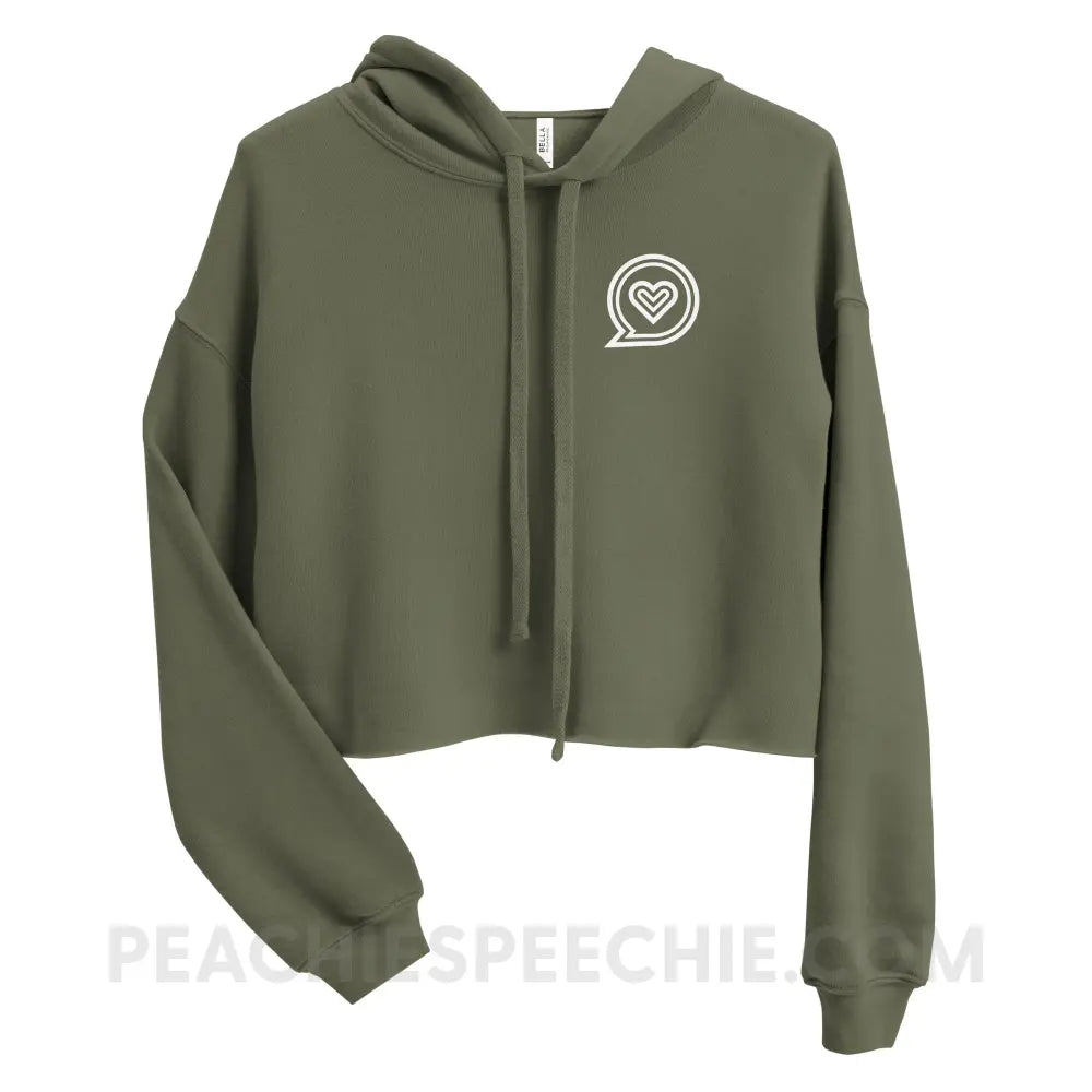 SLP Empowering Communication Crop Hoodie Military Green / S peachiespeechie.com