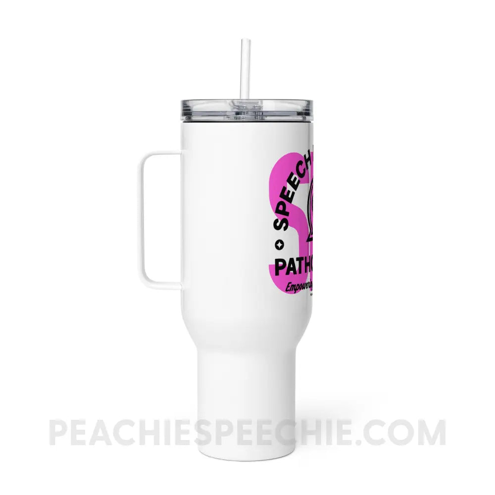 SLP Empowering Communication Travel Mug peachiespeechie.com