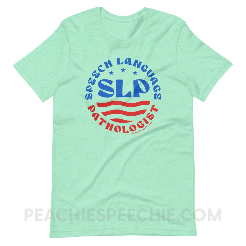 SLP Flag Emblem Premium Soft Tee - Heather Mint / S - peachiespeechie.com