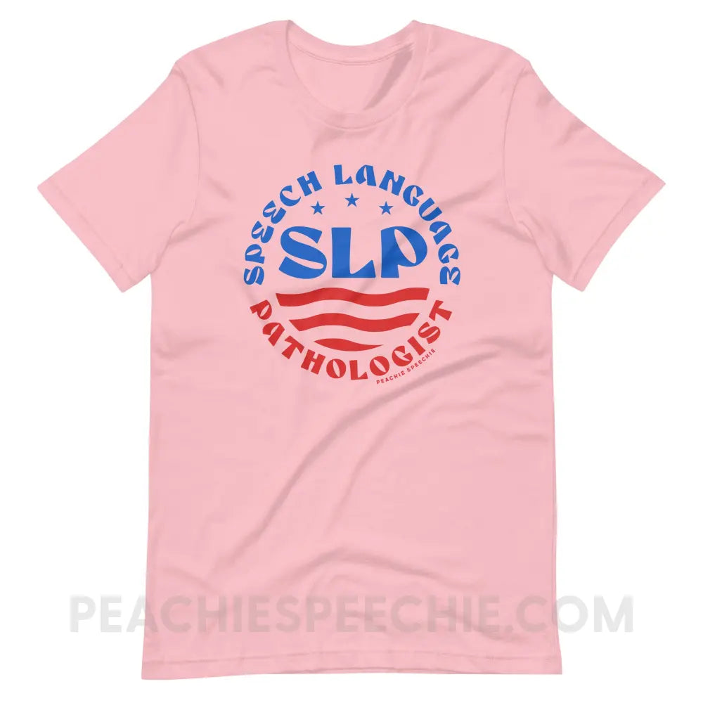 SLP Flag Emblem Premium Soft Tee - Pink / S - peachiespeechie.com