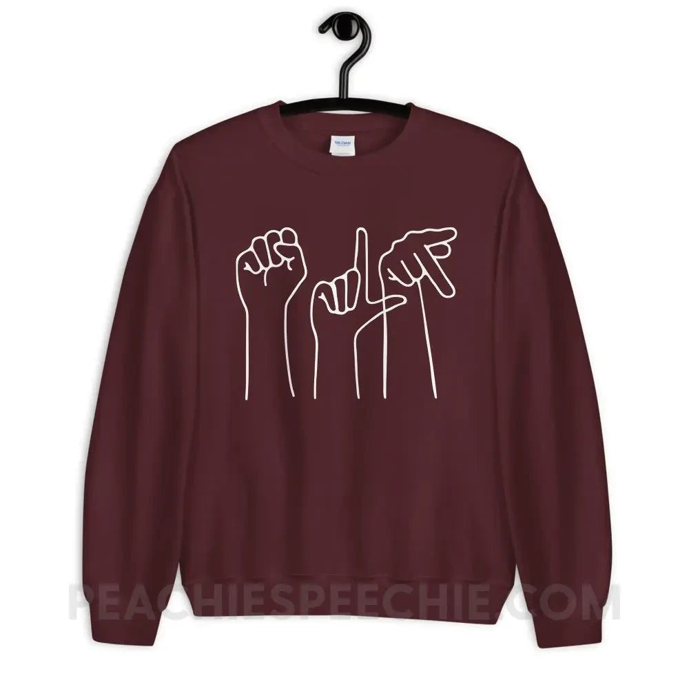 SLP Hands Classic Sweatshirt - Maroon / S - Hoodies & Sweatshirts peachiespeechie.com