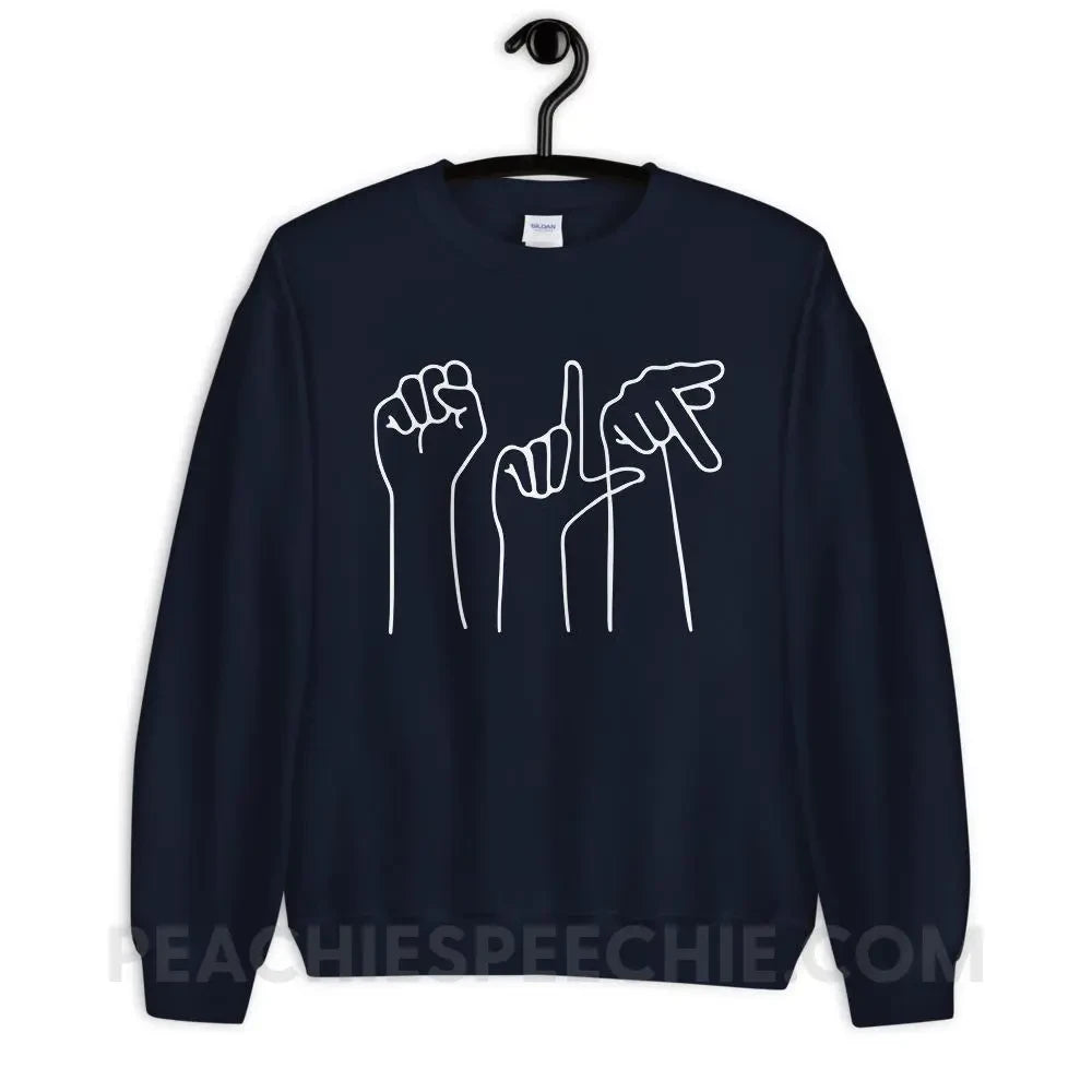 SLP Hands Classic Sweatshirt - Navy / S - Hoodies & Sweatshirts peachiespeechie.com