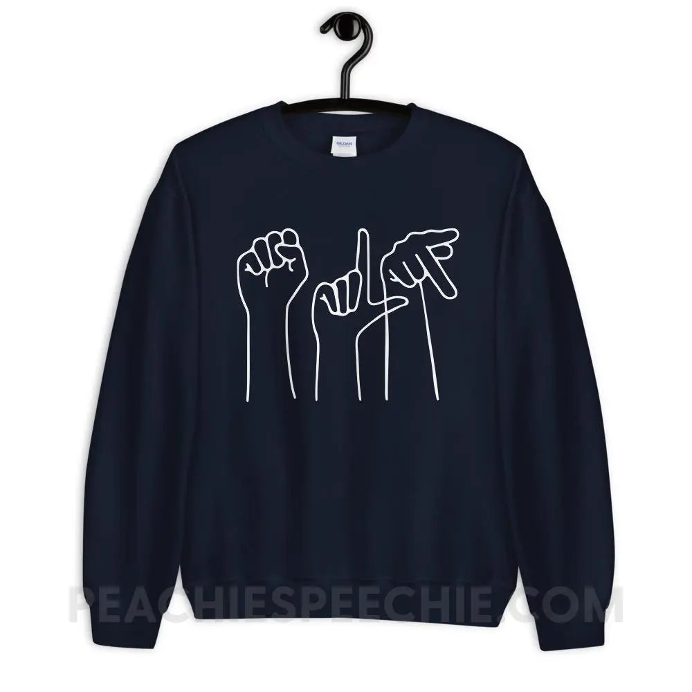 SLP Hands Classic Sweatshirt - Navy / S - Hoodies & Sweatshirts peachiespeechie.com