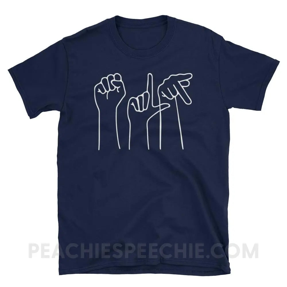 SLP Hands Classic Tee - Navy / S - T-Shirts & Tops peachiespeechie.com