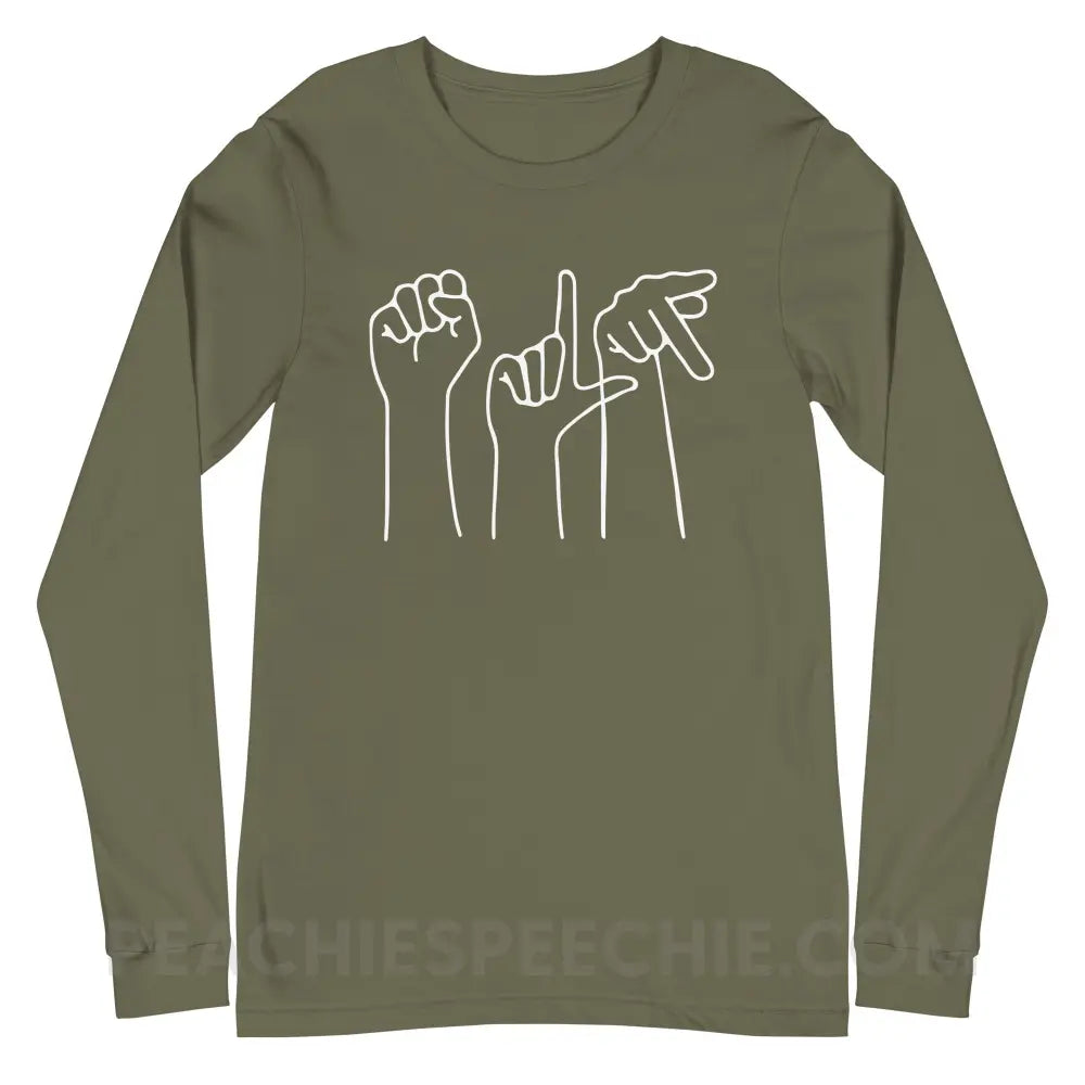 SLP Hands Long Premium Sleeve - Military Green / S - T-Shirts & Tops peachiespeechie.com
