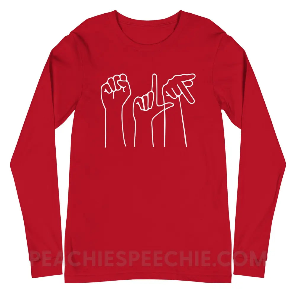 SLP Hands Long Premium Sleeve - Red / S - T-Shirts & Tops peachiespeechie.com