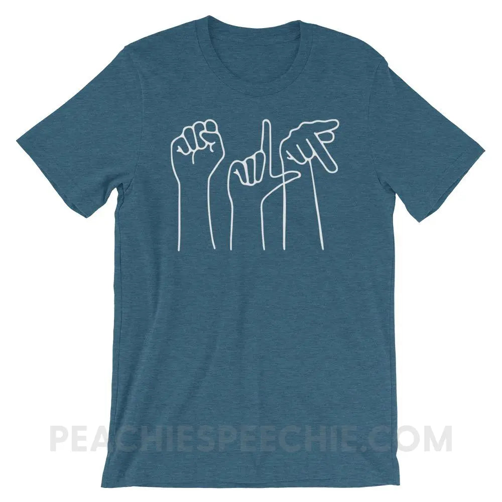 SLP Hands Premium Soft Tee - Heather Deep Teal / S - T-Shirts & Tops peachiespeechie.com