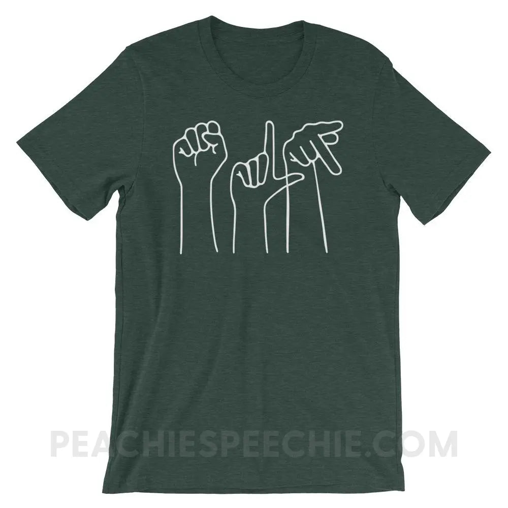 SLP Hands Premium Soft Tee - Heather Forest / S - T-Shirts & Tops peachiespeechie.com