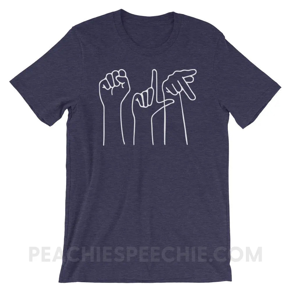 SLP Hands Premium Soft Tee - Heather Midnight Navy / XS - T-Shirts & Tops peachiespeechie.com