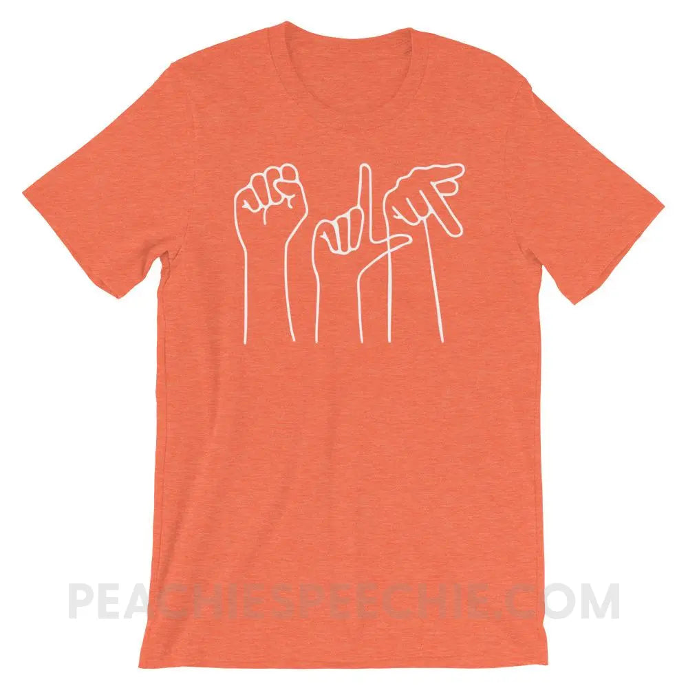 SLP Hands Premium Soft Tee - Heather Orange / S - T-Shirts & Tops peachiespeechie.com