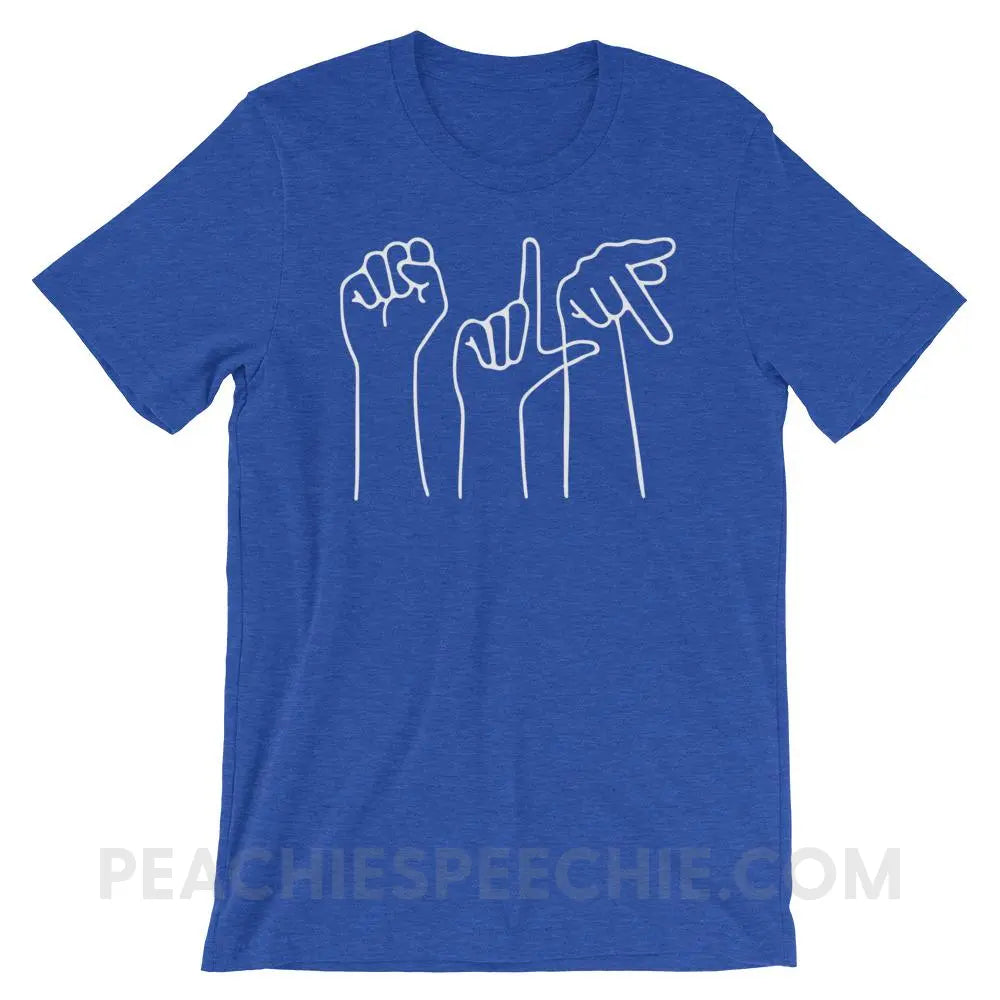 SLP Hands Premium Soft Tee - Heather True Royal / S - T-Shirts & Tops peachiespeechie.com
