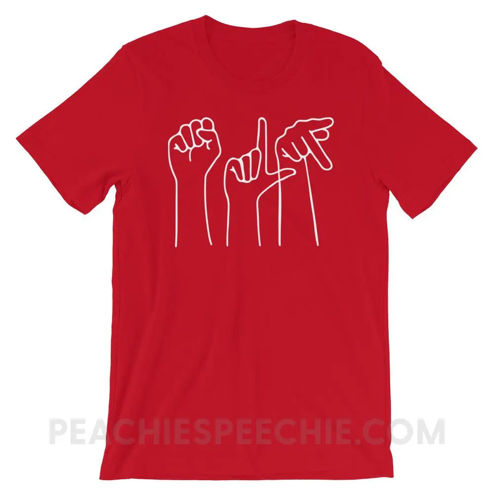 SLP Hands Premium Soft Tee - Red / S - T-Shirts & Tops peachiespeechie.com
