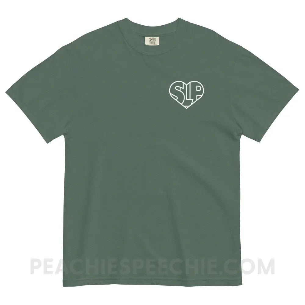 SLP Heart Comfort Colors Tee - Blue Spruce / S - peachiespeechie.com