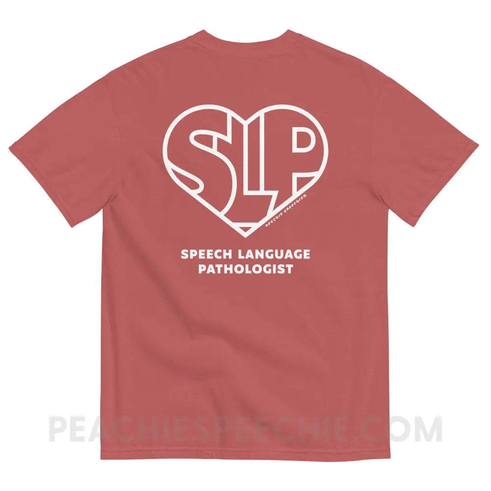 SLP Heart Comfort Colors Tee - peachiespeechie.com