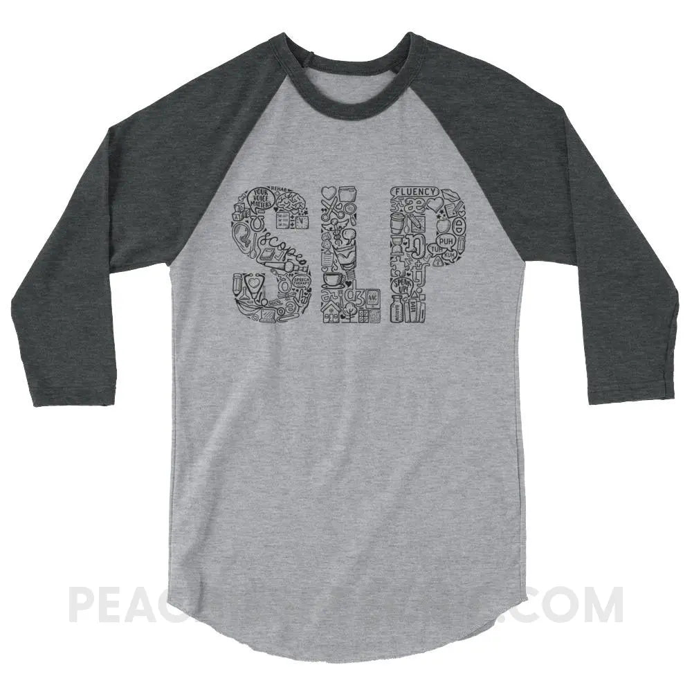 SLP Icons Baseball Tee - Heather Grey/Heather Charcoal / XS - T-Shirts & Tops peachiespeechie.com