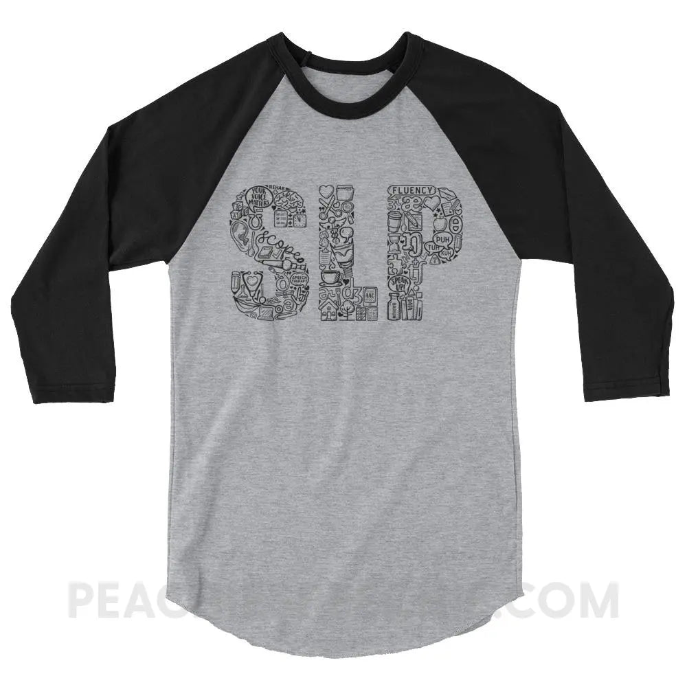 SLP Icons Baseball Tee - Heather Grey/Black / XS - T-Shirts & Tops peachiespeechie.com