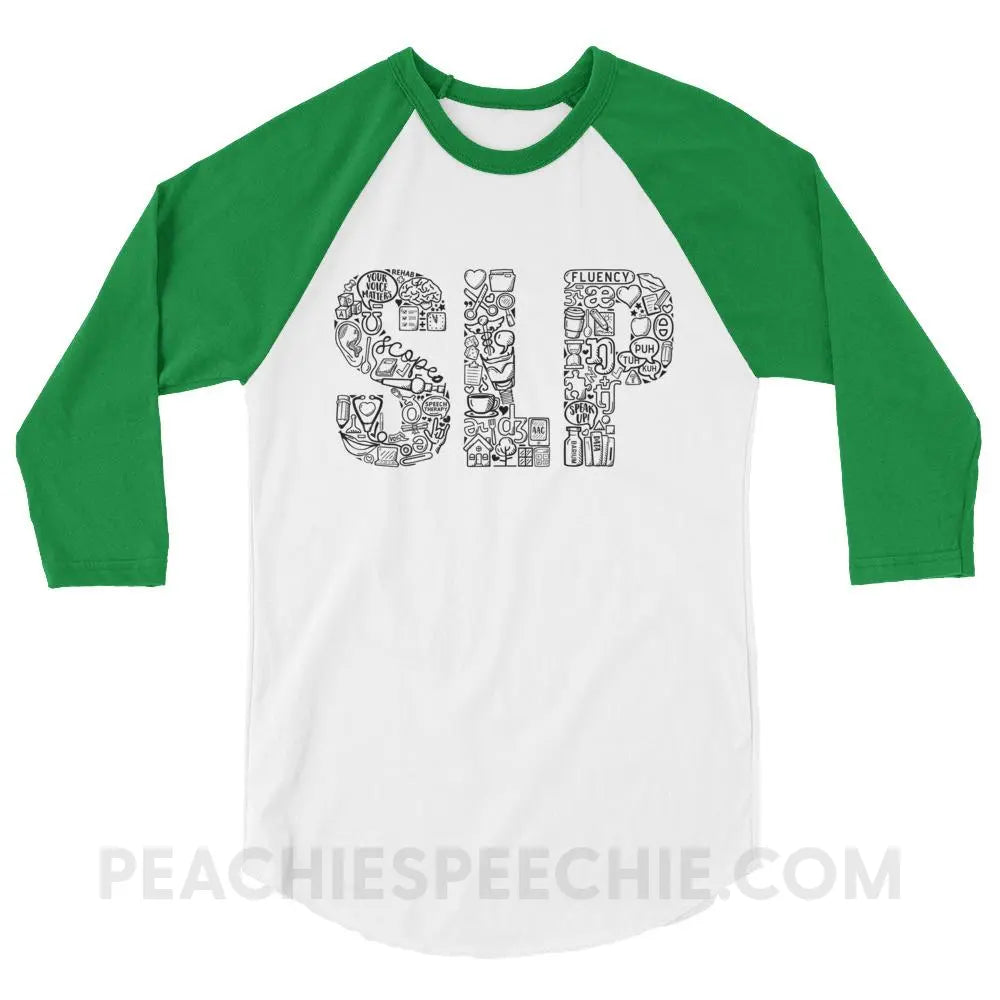 SLP Icons Baseball Tee - White/Kelly / XS - T-Shirts & Tops peachiespeechie.com