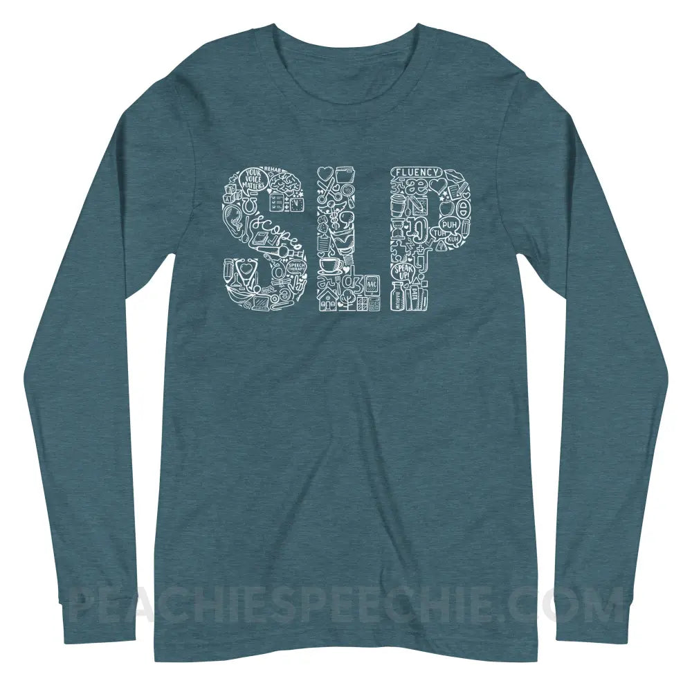 SLP Icons Premium Long Sleeve - Heather Deep Teal / XS - peachiespeechie.com