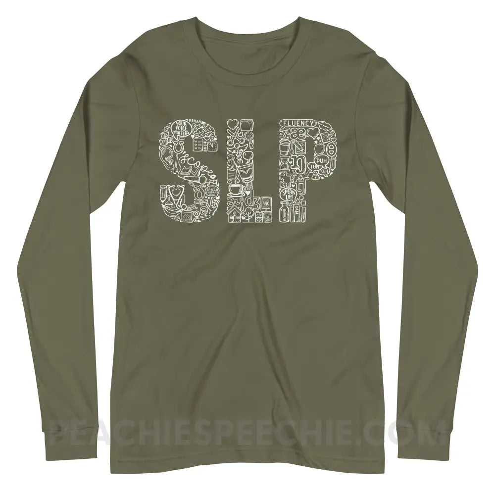 SLP Icons Premium Long Sleeve - Military Green / XS - peachiespeechie.com
