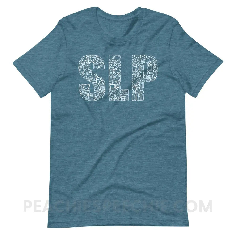 SLP Icons Premium Soft Tee - Heather Deep Teal / S - T-Shirts & Tops peachiespeechie.com
