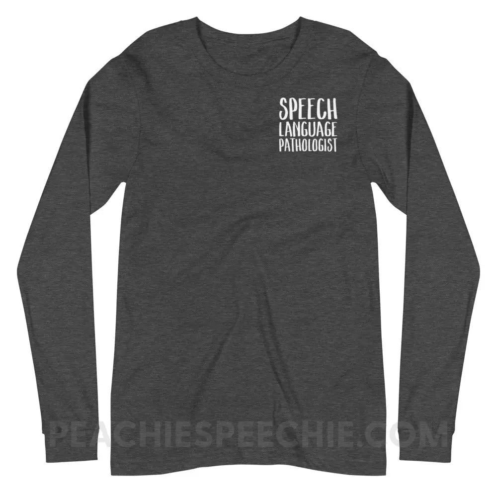 SLP Job Title Premium Long Sleeve - Dark Grey Heather / XS - peachiespeechie.com