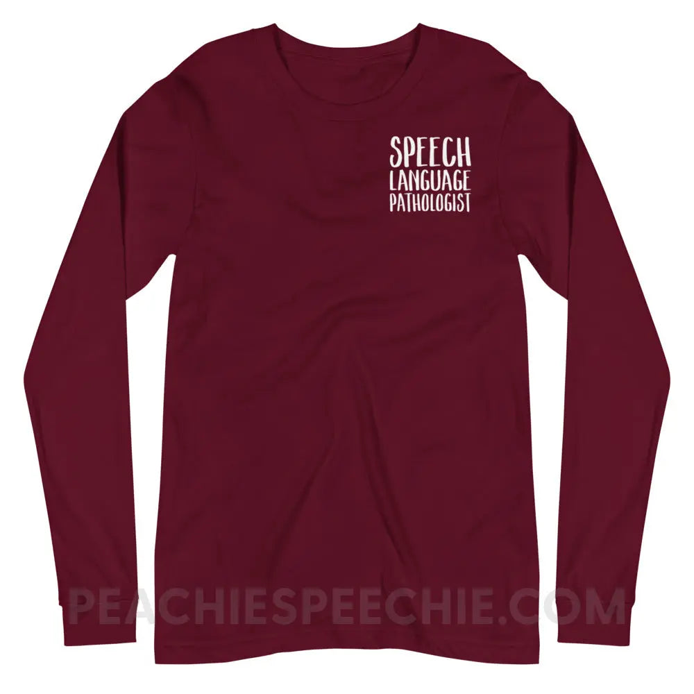 SLP Job Title Premium Long Sleeve - Maroon / XS - peachiespeechie.com