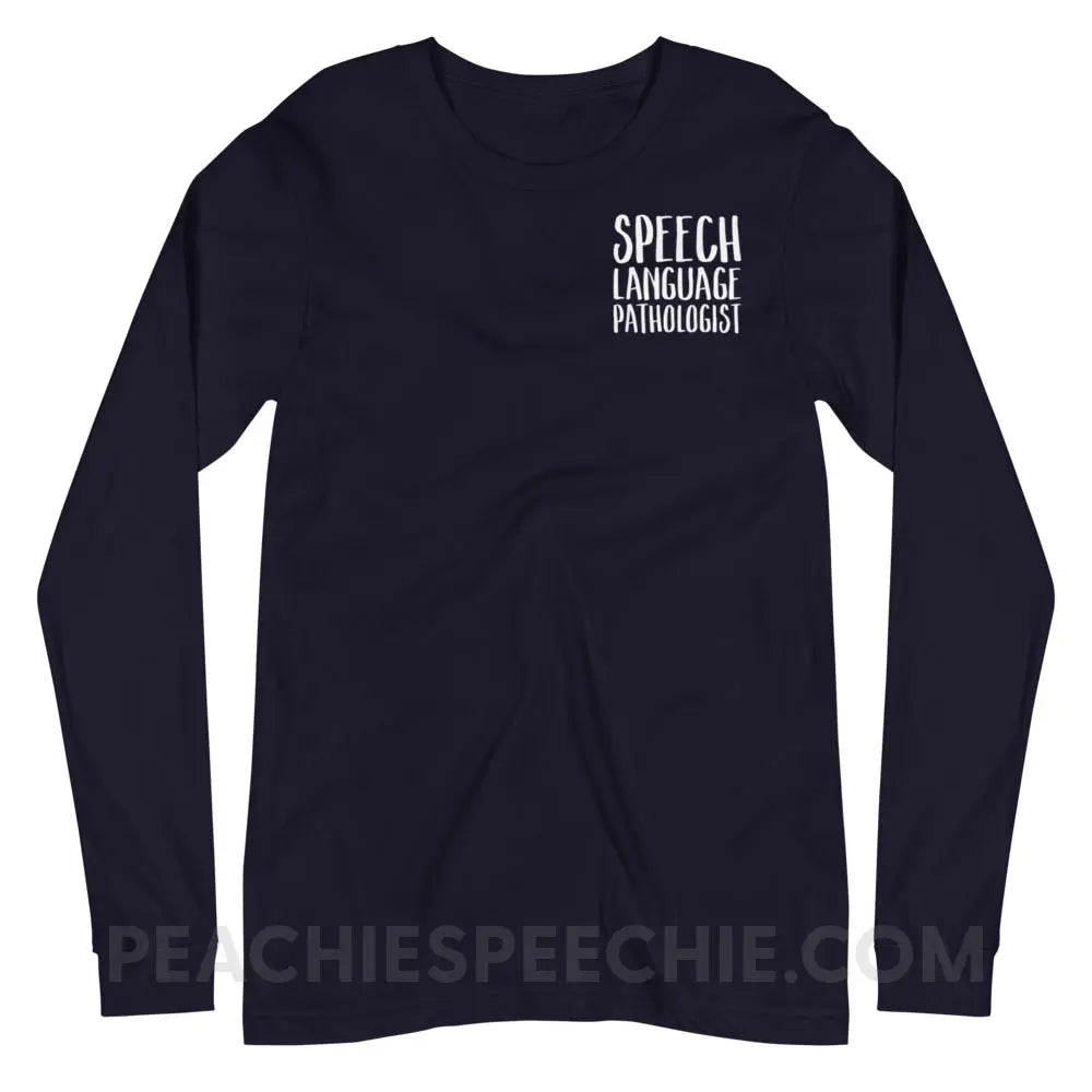 SLP Job Title Premium Long Sleeve - Navy / XS - peachiespeechie.com
