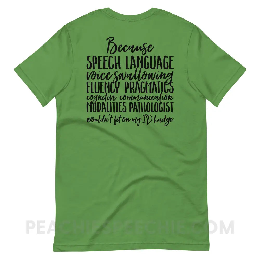 SLP Job Title Premium Soft Tee - Leaf / S - T-Shirts & Tops peachiespeechie.com
