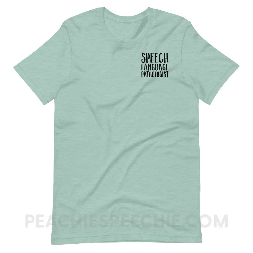 SLP Job Title Premium Soft Tee - T-Shirts & Tops peachiespeechie.com