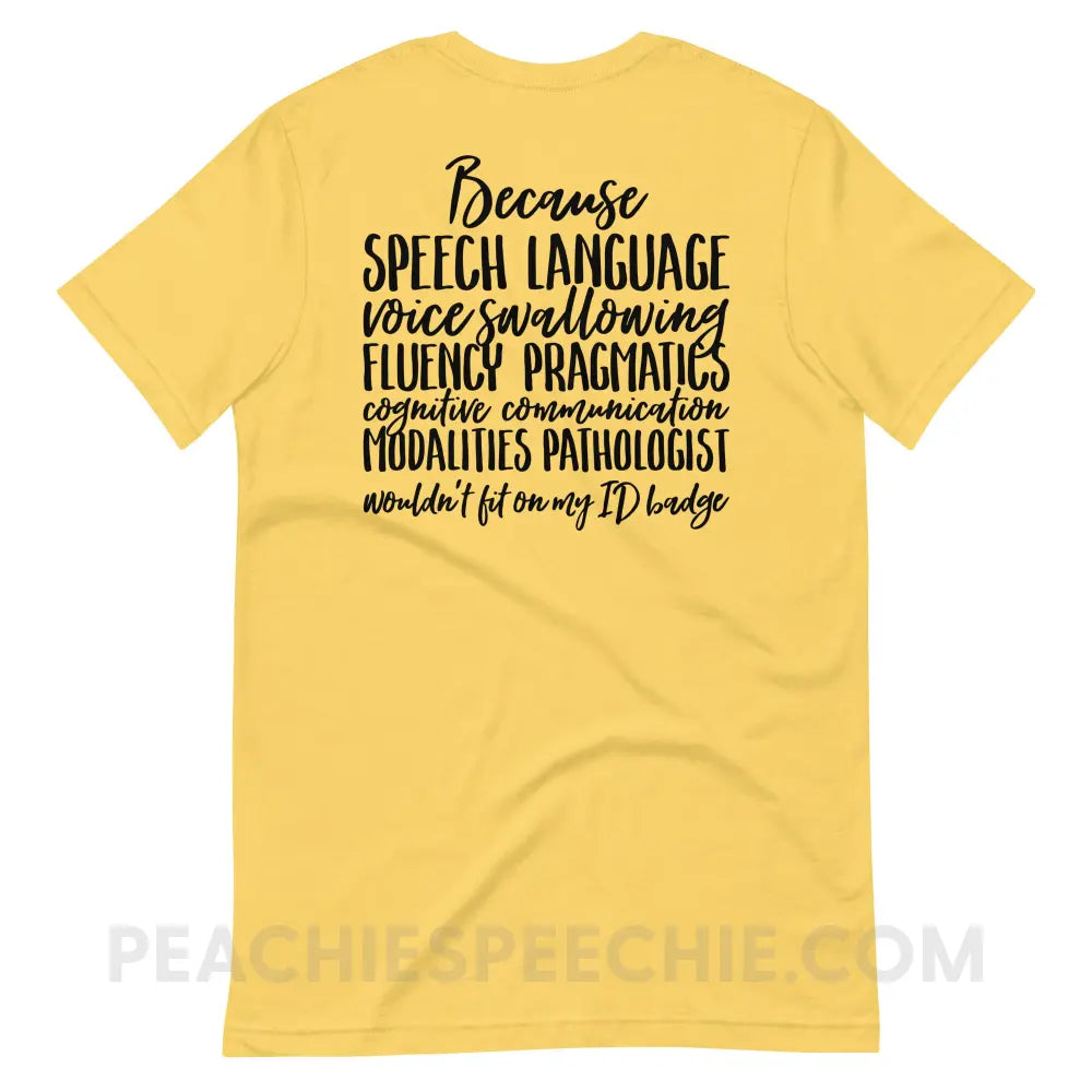 SLP Job Title Premium Soft Tee - Yellow / S - T-Shirts & Tops peachiespeechie.com