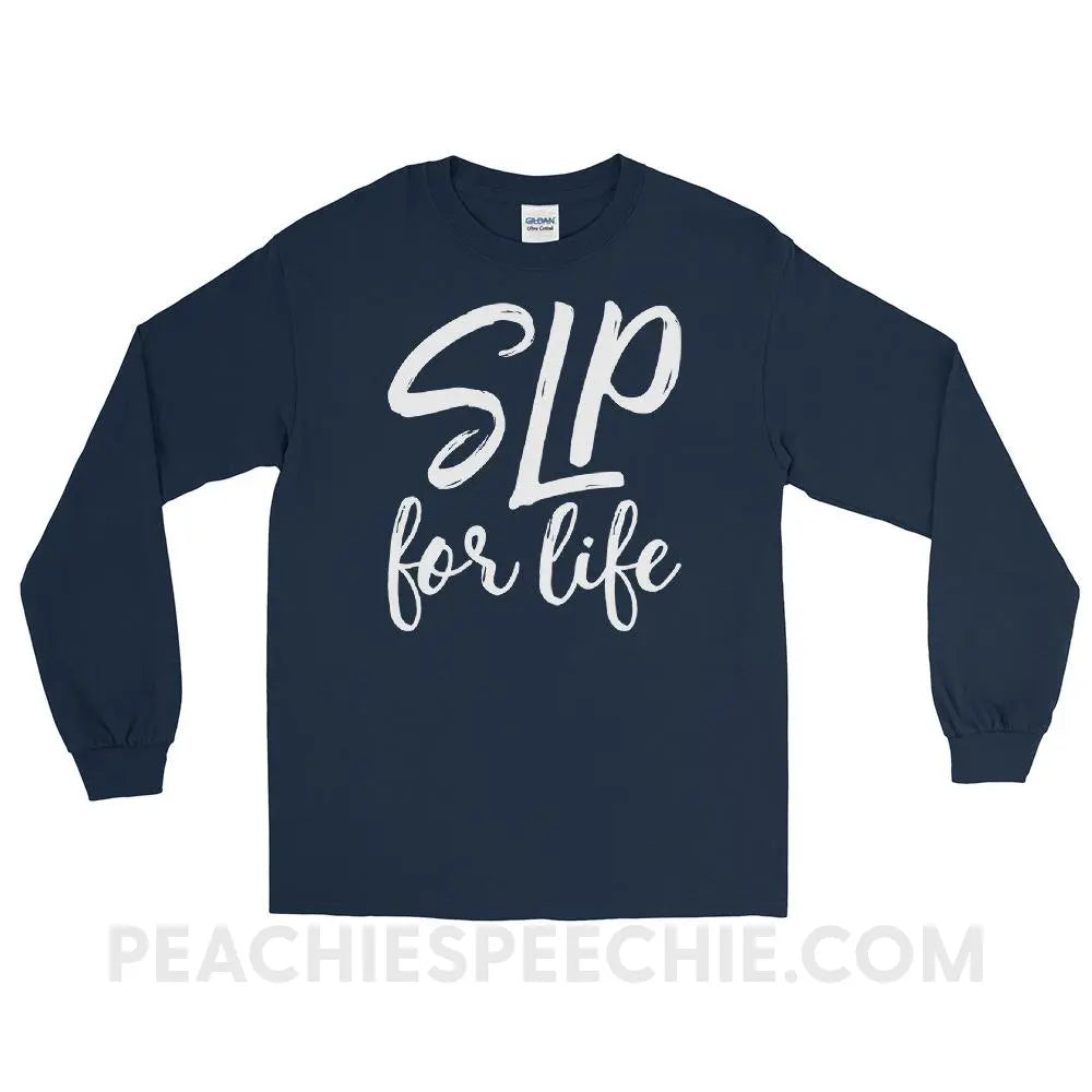 SLP For Life Long Sleeve Tee - Navy / S - T-Shirts & Tops peachiespeechie.com