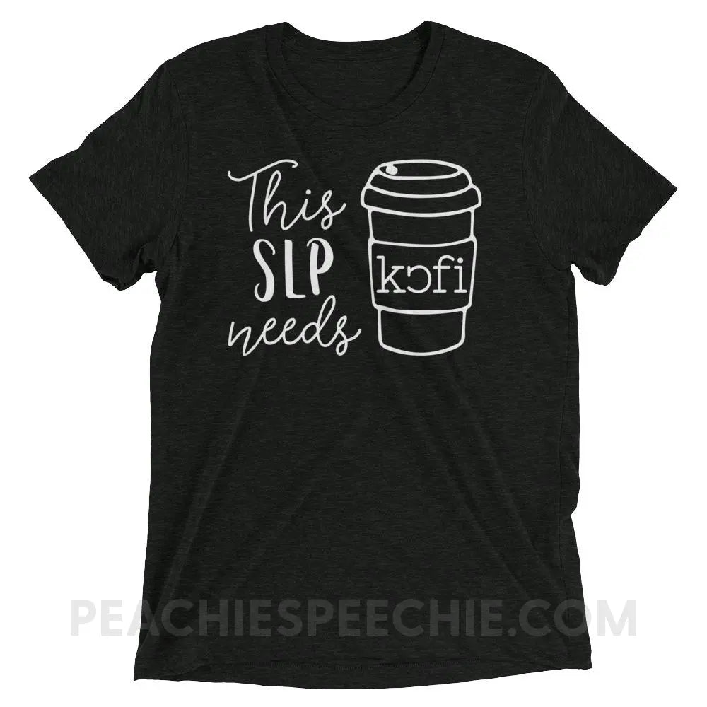 SLP Needs Coffee Tri-Blend Tee - Charcoal-Black Triblend / XS - T-Shirts & Tops peachiespeechie.com