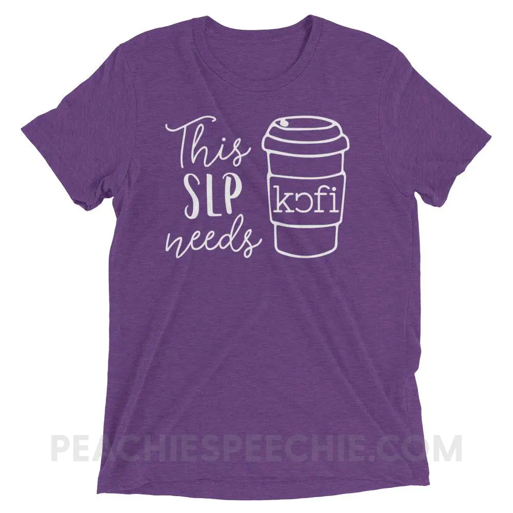 SLP Needs Coffee Tri-Blend Tee - Purple Triblend / XS - T-Shirts & Tops peachiespeechie.com