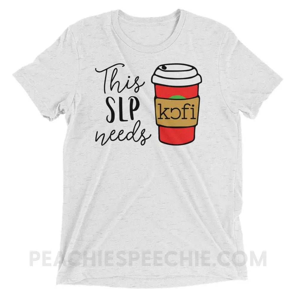 SLP Needs Coffee Tri-Blend Tee - White Fleck Triblend / XS - T-Shirts & Tops peachiespeechie.com