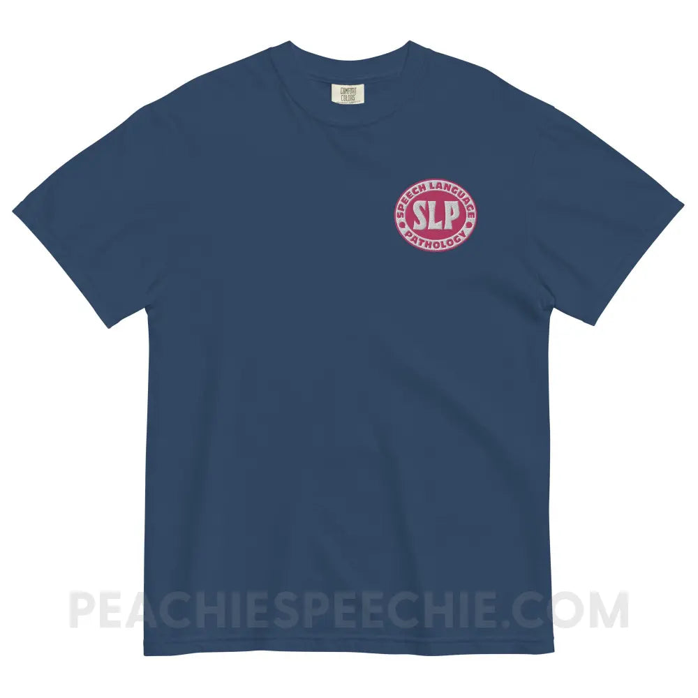 SLP Oval Embroidered Comfort Colors Tee - True Navy / S - peachiespeechie.com