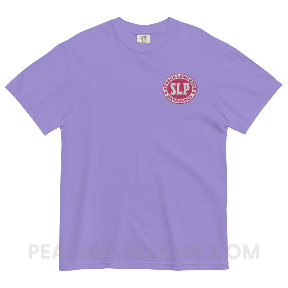 SLP Oval Embroidered Comfort Colors Tee - Violet / S - peachiespeechie.com