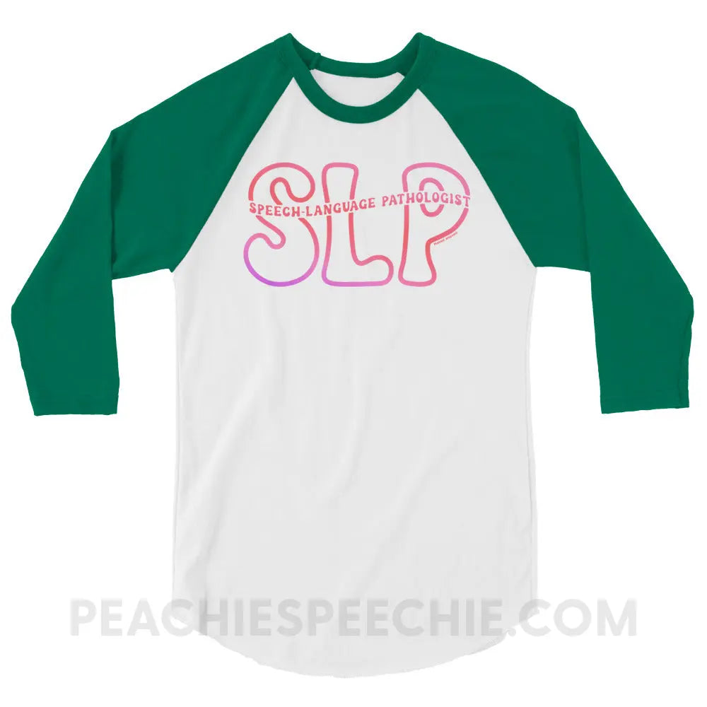 SLP Passthrough Baseball Tee - White/Kelly / XS - peachiespeechie.com