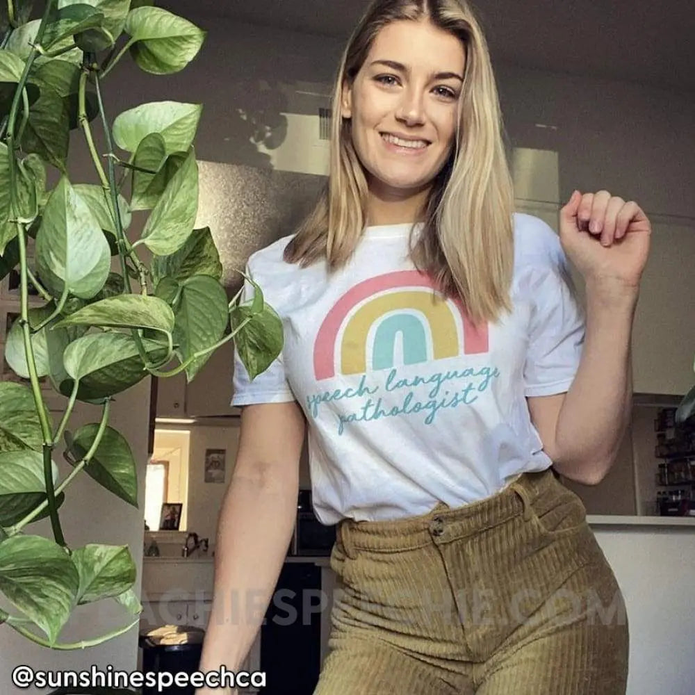 SLP Rainbow Classic Tee - White / S - peachiespeechie.com
