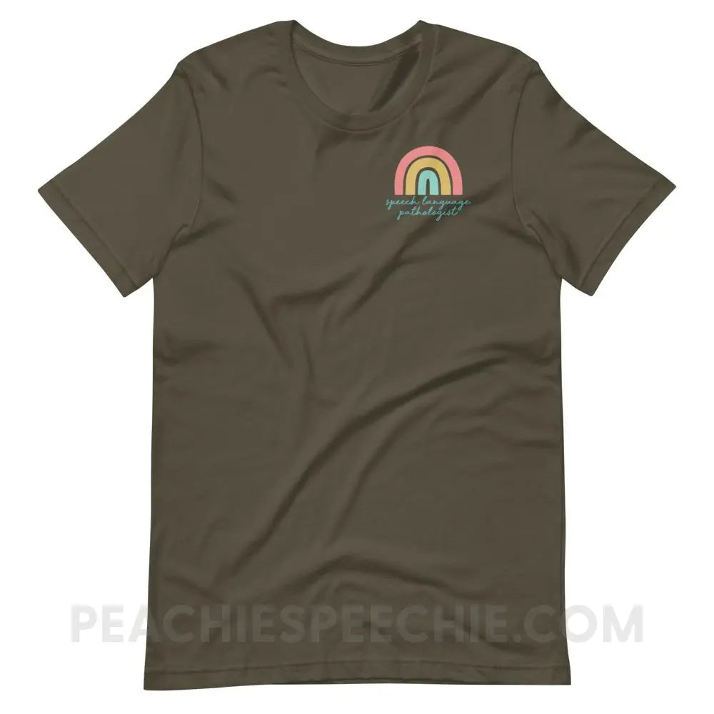 SLP Rainbow Premium Soft Tee - Army / S - T-Shirts & Tops peachiespeechie.com