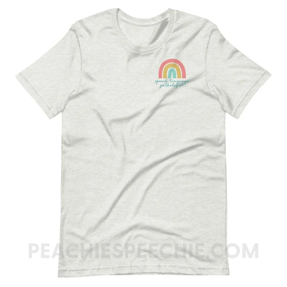SLP Rainbow Premium Soft Tee - Ash / S - T-Shirts & Tops peachiespeechie.com
