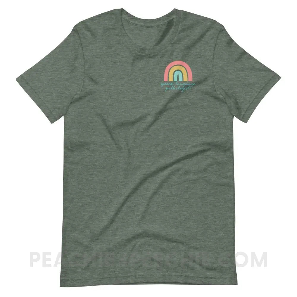 SLP Rainbow Premium Soft Tee - Heather Forest / S - T-Shirts & Tops peachiespeechie.com