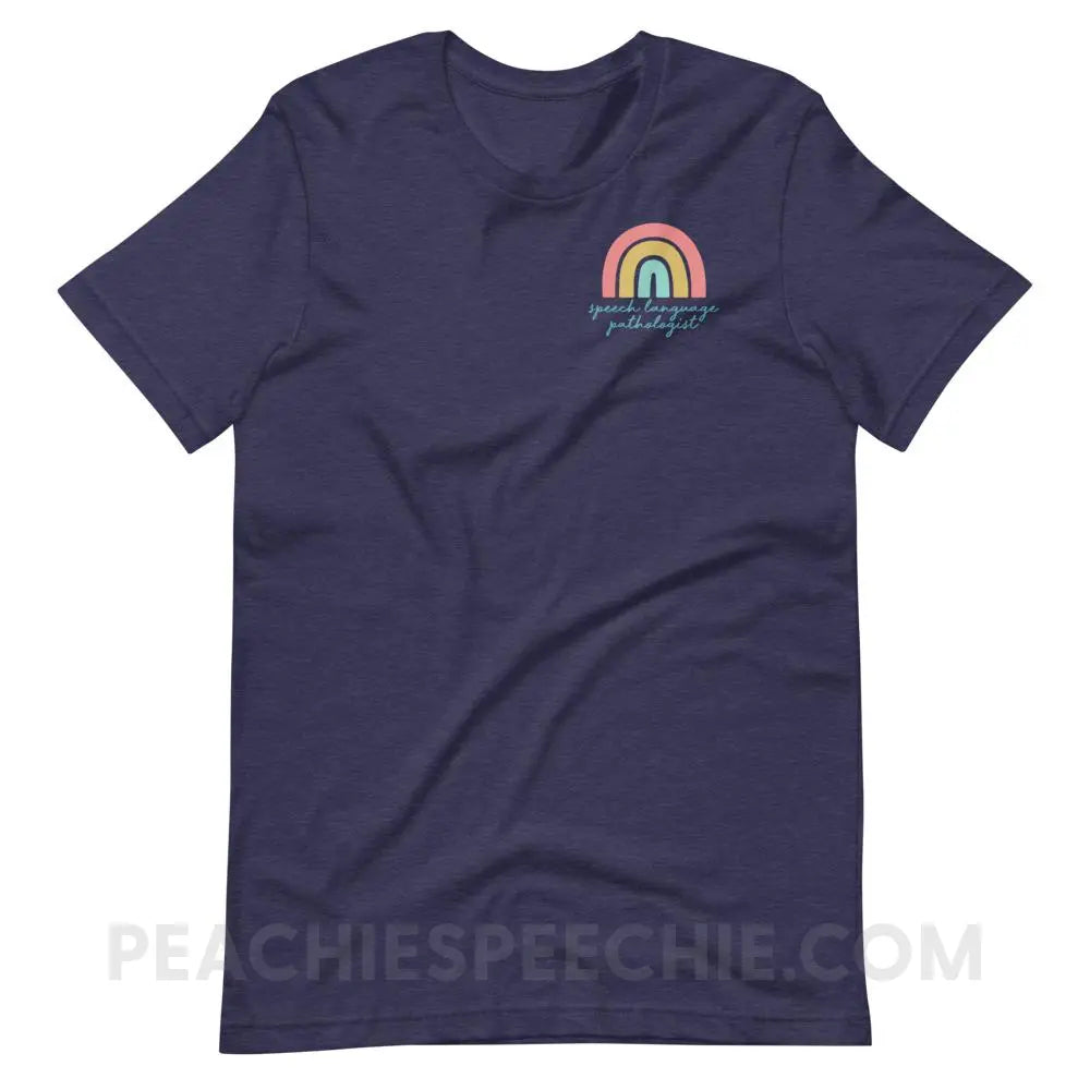 SLP Rainbow Premium Soft Tee - Heather Midnight Navy / XS - T-Shirts & Tops peachiespeechie.com