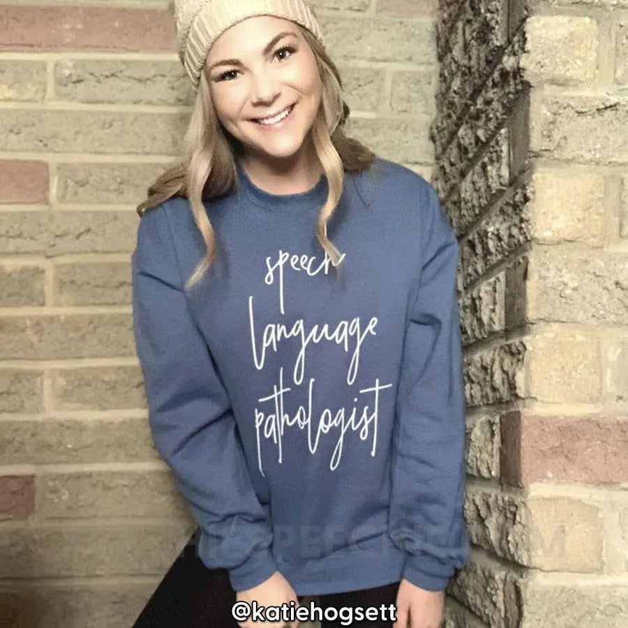 SLP Script Classic Sweatshirt - Indigo Blue / S - Hoodies & Sweatshirts peachiespeechie.com