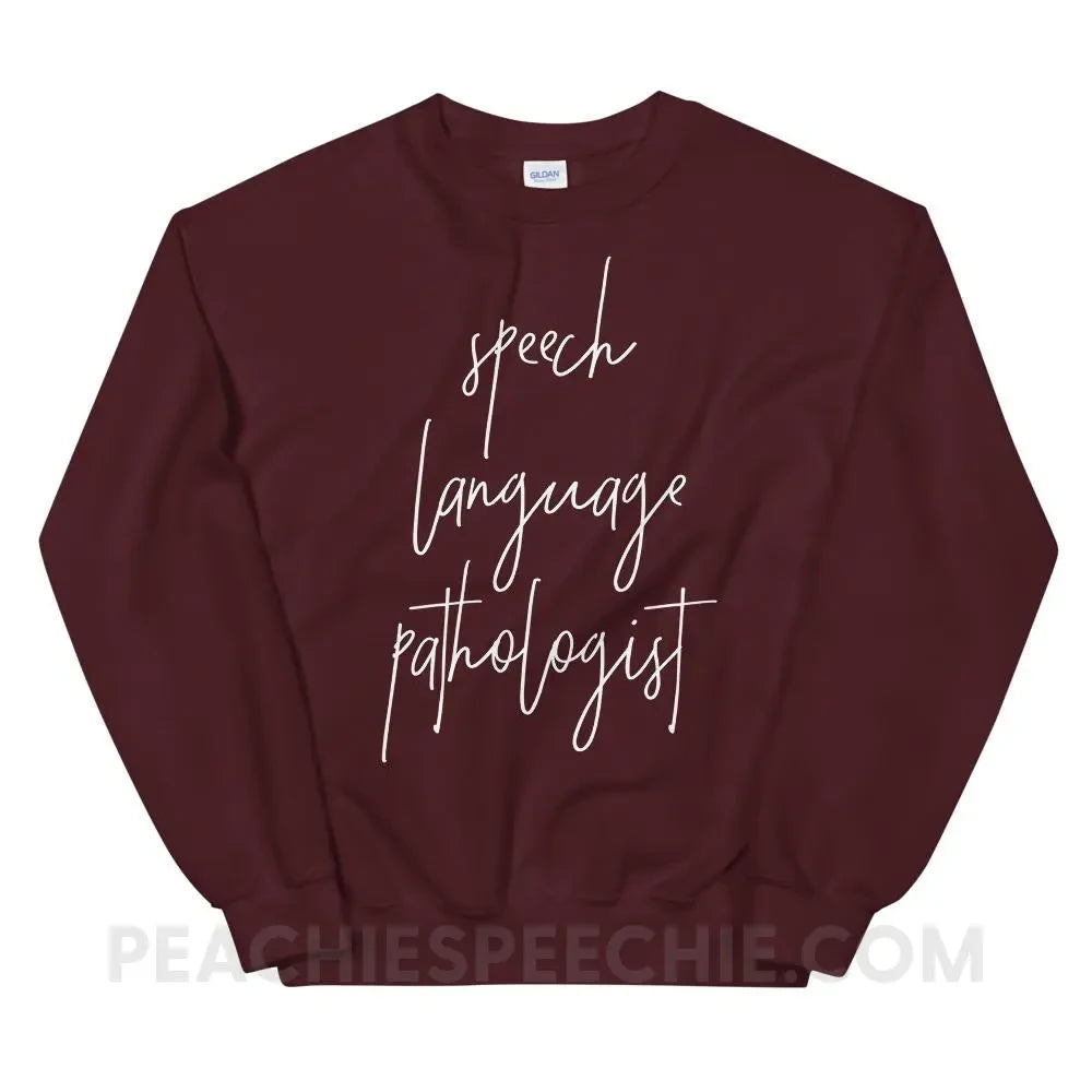 SLP Script Classic Sweatshirt - Maroon / S - Hoodies & Sweatshirts peachiespeechie.com